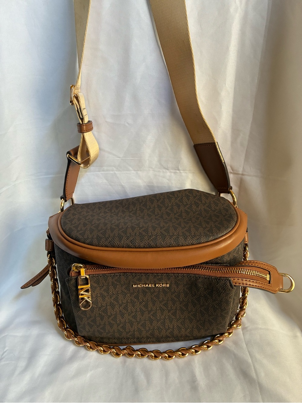 Michael Kors Brown & Tan Signature Messenger Bag